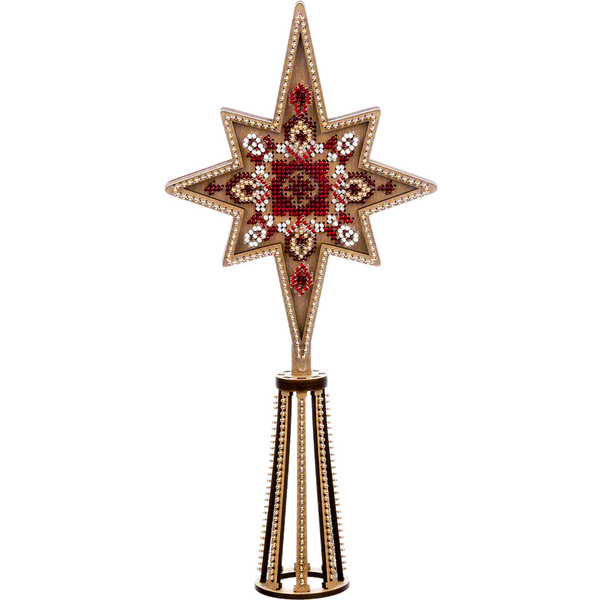 Wooden Bead Embroidery Kit &ndash; &ldquo;Christmas Tree Topper&rdquo; FLK-378