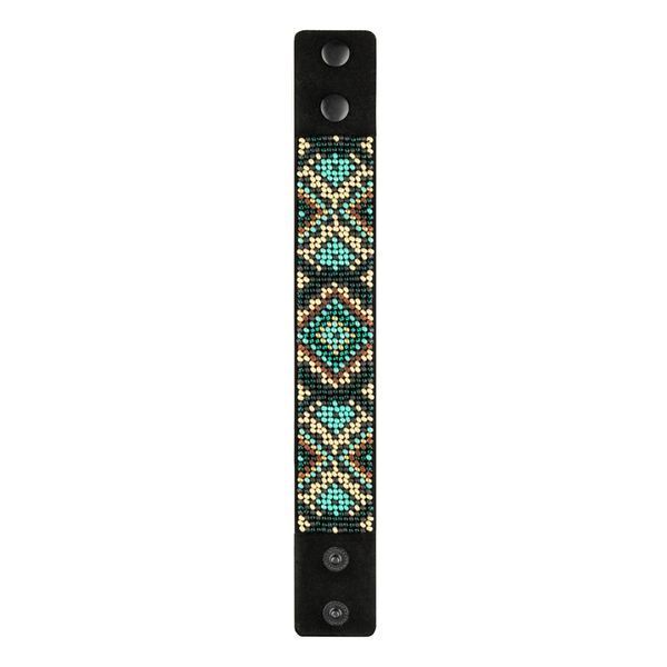 Faux Leather Bead Embroidery Kit &ndash; &ldquo;Bracelet&rdquo; (3 &times; 22 cm) FLBB-157 Black