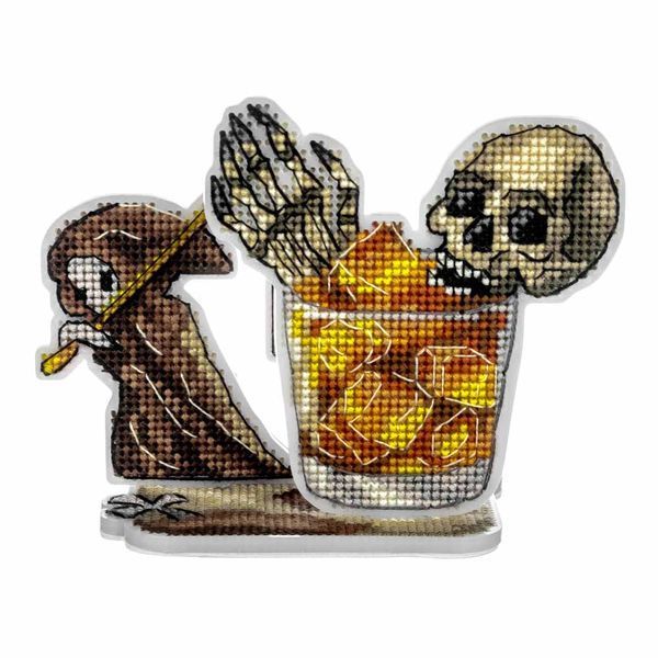 Plastic Cross-Stitch Kit &ndash; &ldquo;Skull Cocktail&rdquo; FLX-124