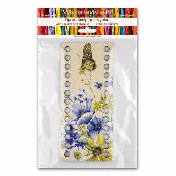 Floss Organizer &ndash; &ldquo;Wildflowers & Butterflies, Narrow Rectangular&rdquo; FLZ(P)-064