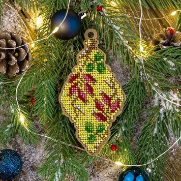 Wooden Bead Embroidery Kit &ndash; &ldquo;Christmas Ornament &ndash; Icicle&rdquo; FLK-147