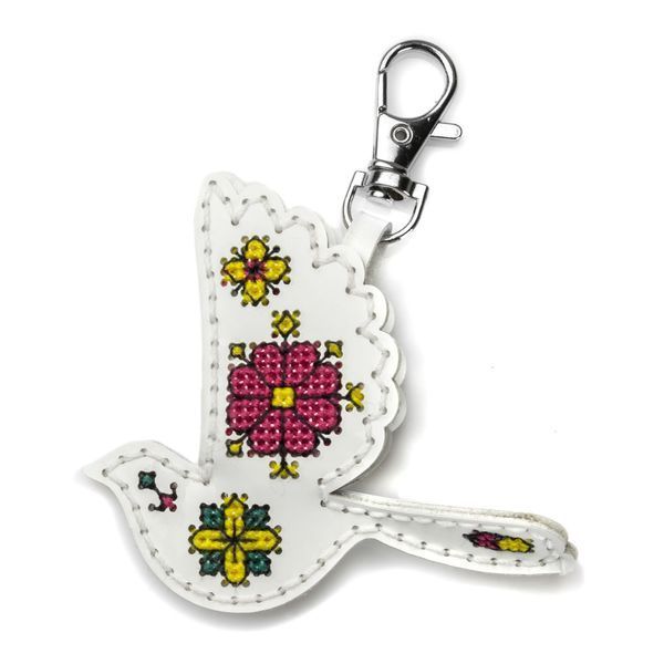 Faux Leather Cross-Stitch Kit &ndash; &ldquo;Bag Charm Bird. Blooming Morning&rdquo; FLHL-112