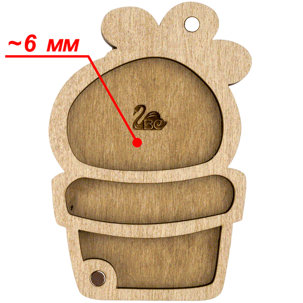 Wooden-Lid Bead Organizer &ndash; &ldquo;Potted Cactus&rdquo; FLZB-098
