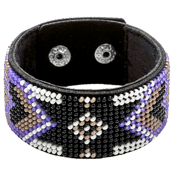 Faux Leather Bead Embroidery Kit &ndash; &ldquo;Bracelet&rdquo; (3 &times; 22 cm) FLBB-030 Black