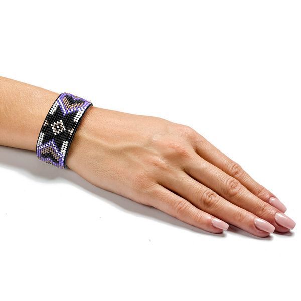 Faux Leather Bead Embroidery Kit &ndash; &ldquo;Bracelet&rdquo; (3 &times; 22 cm) FLBB-030 Black
