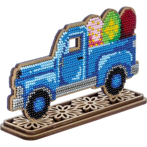 Wooden Bead Embroidery Kit &ndash; &ldquo;Easter Truck&rdquo; FLK-429