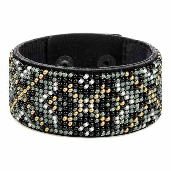 Faux Leather Bead Embroidery Kit &ndash; &ldquo;Bracelet&rdquo; (3 &times; 22 cm) FLBB-158 Black