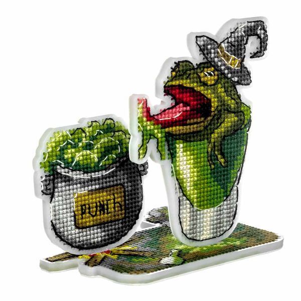 Plastic Cross-Stitch Kit &ndash; &ldquo;Frog Cocktail&rdquo; FLX-125