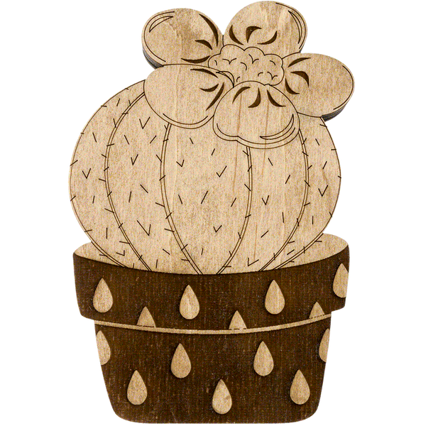 Wooden-Lid Bead Organizer &ndash; &ldquo;Potted Cactus&rdquo; FLZB-098