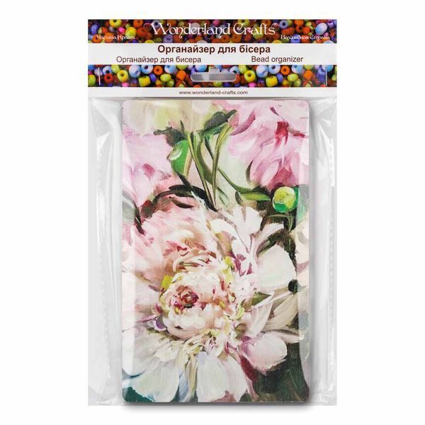 Bead Organizer With Wooden Lid &ndash; &ldquo;Peonies, Rectangular&rdquo; FLZB-203