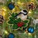 Wooden Bead Embroidery Kit &ndash; &ldquo;Christmas Ornament &ndash; Titmouse On Holly&rdquo; FLK-379 FLK-379 photo 1