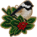 Wooden Bead Embroidery Kit &ndash; &ldquo;Christmas Ornament &ndash; Titmouse On Holly&rdquo; FLK-379 FLK-379 photo 2