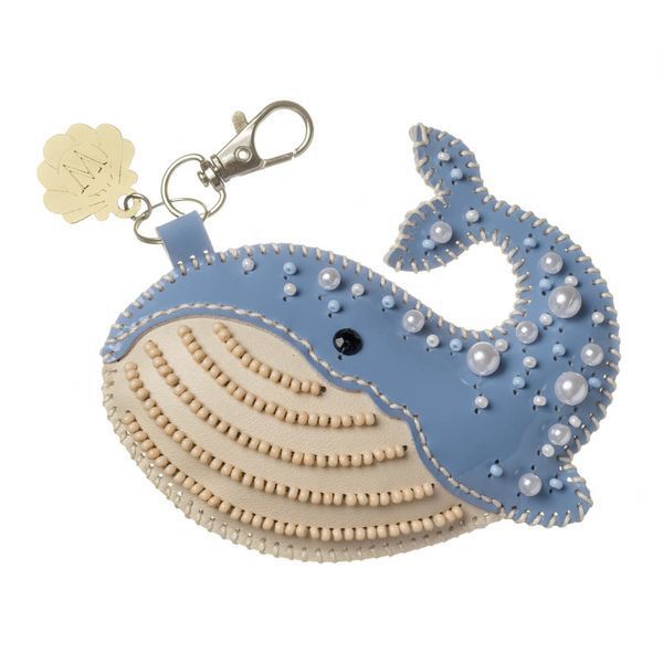 Faux Leather Bead Embroidery Kit &ndash; &ldquo;Bag Charm Blue Whale&rdquo; FLBB-194