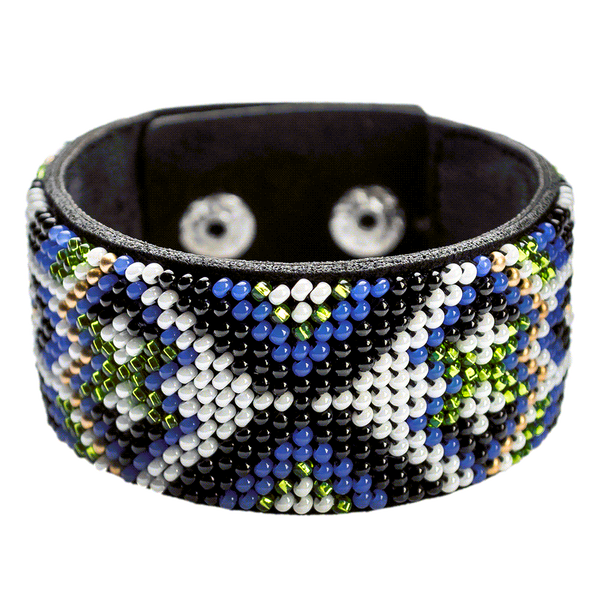 Faux Leather Bead Embroidery Kit &ndash; &ldquo;Bracelet&rdquo; (3 &times; 22 cm) FLBB-031 Black