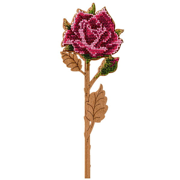 Wooden Bead Embroidery Kit &ndash; &ldquo;Rose&rdquo; FLK-198