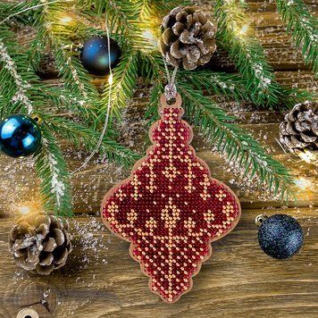 Wooden Bead Embroidery Kit &ndash; &ldquo;Christmas Ornament &ndash; Icicle&rdquo; FLK-149