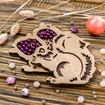 Wooden-Lid Bead Organizer &ndash; &ldquo;Squirrel With Nut&rdquo; FLZB-100