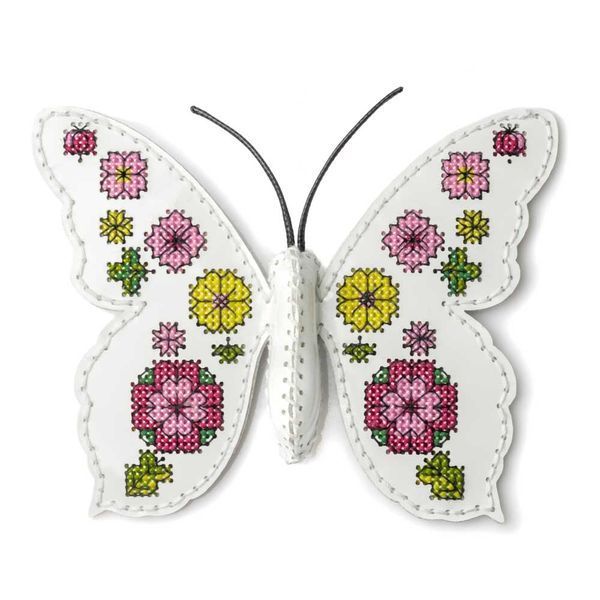 Faux Leather Cross-Stitch Kit &ndash; &ldquo;Bag Charm Butterfly. Floral Dream&rdquo; FLHL-114