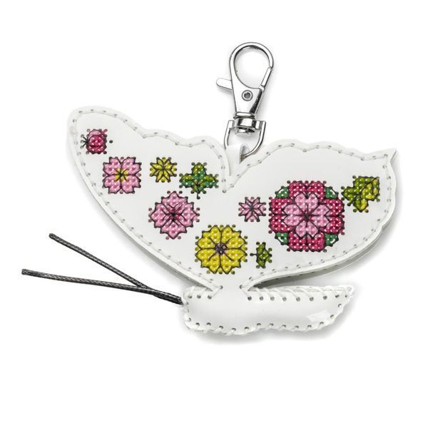 Faux Leather Cross-Stitch Kit &ndash; &ldquo;Bag Charm Butterfly. Floral Dream&rdquo; FLHL-114