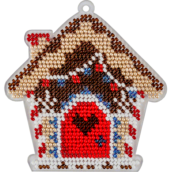 Bead Embroidery Kit (Plastic Base) &ndash; &ldquo;Christmas Ornament &ndash; Christmas Cottage&rdquo; FLPL-047