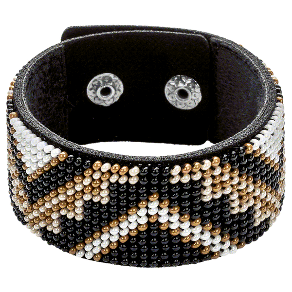 Faux Leather Bead Embroidery Kit &ndash; &ldquo;Bracelet&rdquo; (3 &times; 22 cm) FLBB-032 Black