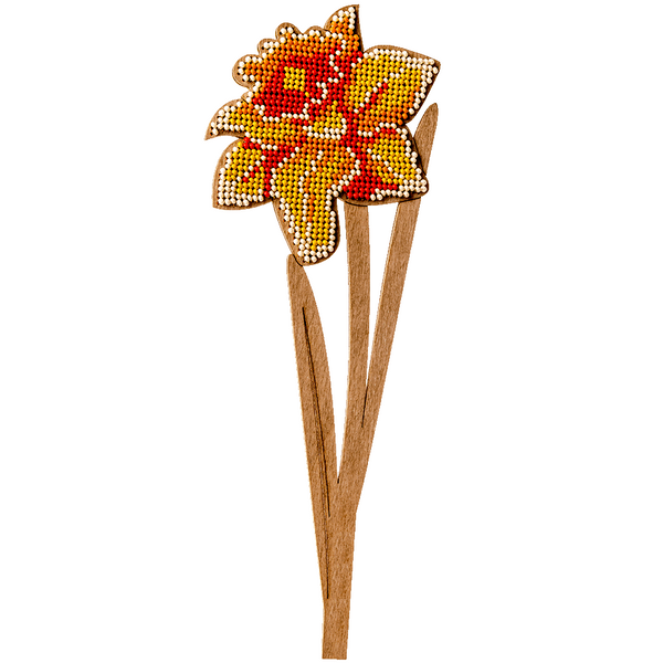 Wooden Bead Embroidery Kit &ndash; &ldquo;Daffodil&rdquo; FLK-199