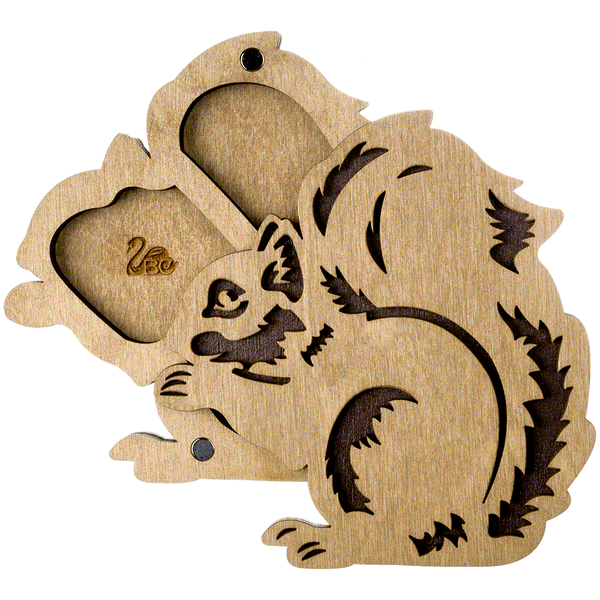 Wooden-Lid Bead Organizer &ndash; &ldquo;Squirrel With Nut&rdquo; FLZB-100