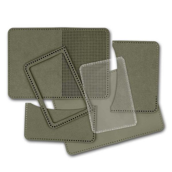 Faux Leather Embroidery Blank &ndash; &ldquo;ID Card Cover&rdquo; FLBE(BB)-035 Khaki