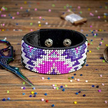Faux Leather Bead Embroidery Kit &ndash; &ldquo;Bracelet&rdquo; (3 &times; 22 cm) FLBB-015 Black