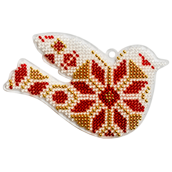 Bead Embroidery Kit (Plastic Base) &ndash; &ldquo;Christmas Ornament &ndash; Bird&rdquo; FLPL-020