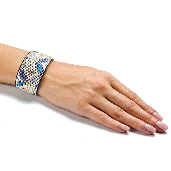 Faux Leather Bead Embroidery Kit &ndash; &ldquo;Bracelet&rdquo; (4 &times; 22 cm) FLBB-100 Black