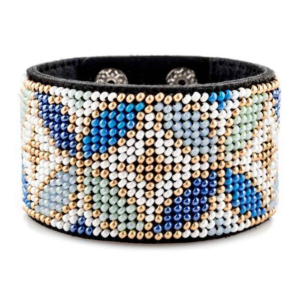 Faux Leather Bead Embroidery Kit &ndash; &ldquo;Bracelet&rdquo; (4 &times; 22 cm) FLBB-100 Black