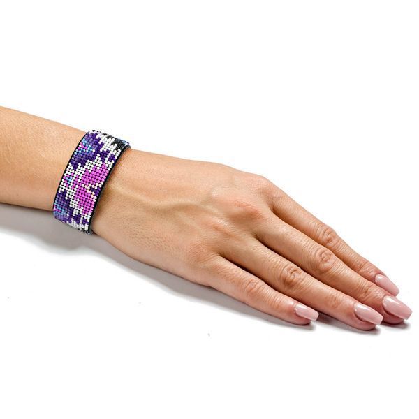 Faux Leather Bead Embroidery Kit &ndash; &ldquo;Bracelet&rdquo; (3 &times; 22 cm) FLBB-015 Black