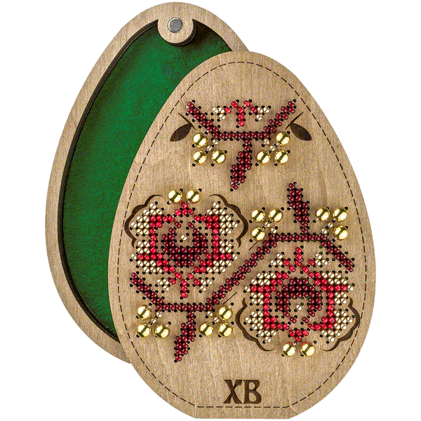 Wooden Bead Embroidery Kit &ndash; &ldquo;Box-Egg&rdquo; (Double-Sided) FLK-414