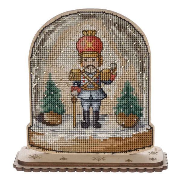 Wooden Cross-Stitch Kit &ndash; &ldquo;Snow Globe &ndash; Cream Edition&rdquo; FLW-048