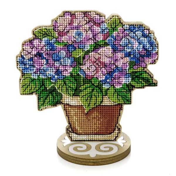 Wooden Cross-Stitch Kit &ndash; &ldquo;Hydrangea&rdquo; FLW-073