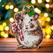 Wooden Cross-Stitch Kit &ndash; &ldquo;Christmas Ornament &ndash; Hamster With Candy Cane&rdquo; FLW-056 FLW-056 photo 1