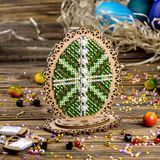 Bead Embroidery Kit on Wood &ndash; &ldquo;Easter Egg &ndash; Emerald&rdquo; FLK-534