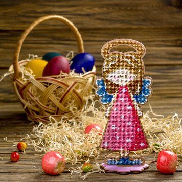 Wooden Bead Embroidery Kit &ndash; &ldquo;Girl Angel&rdquo; FLK-251
