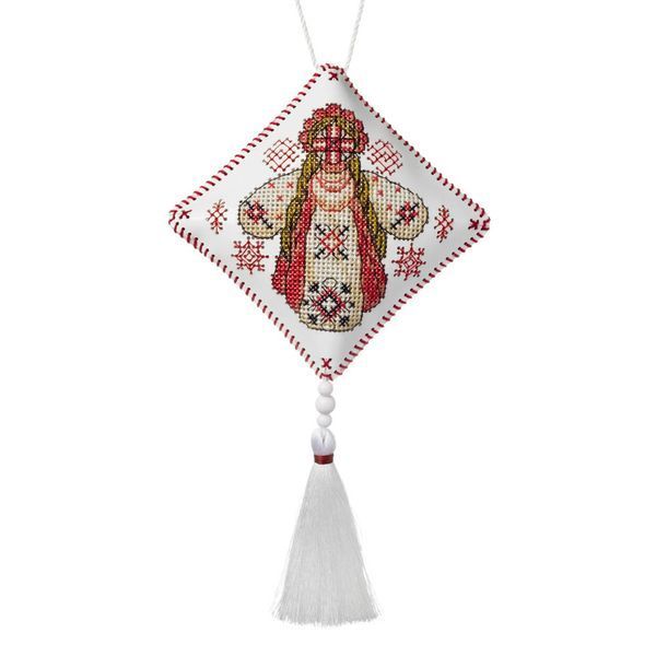 Faux Leather Cross-Stitch Kit &ndash; &ldquo;Folk Hanging Ornament Motanka Doll&rdquo; FLHL-115