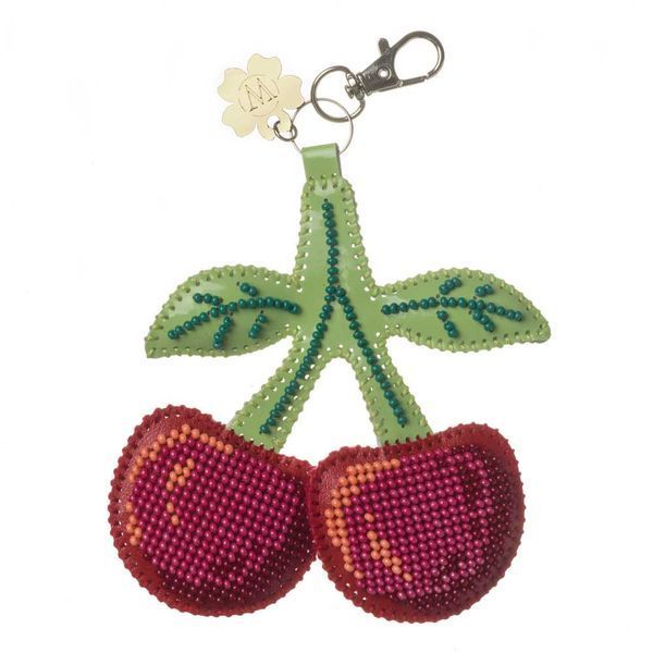 Faux Leather Bead Embroidery Kit &ndash; &ldquo;Bag Charm Cherries&rdquo; FLBB-196