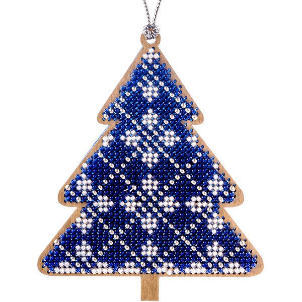 Wooden Bead Embroidery Kit &ndash; &ldquo;Christmas Ornament &ndash; Tree&rdquo; FLK-150