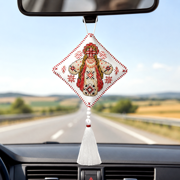 Faux Leather Cross-Stitch Kit &ndash; &ldquo;Folk Hanging Ornament Motanka Doll&rdquo; FLHL-115