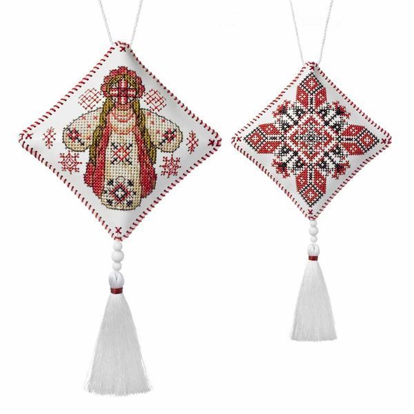 Faux Leather Cross-Stitch Kit &ndash; &ldquo;Folk Hanging Ornament Motanka Doll&rdquo; FLHL-115