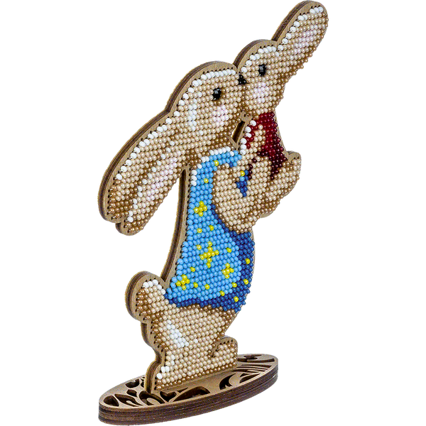 Wooden Bead Embroidery Kit &ndash; &ldquo;Mama Bunny With Baby&rdquo; FLK-432