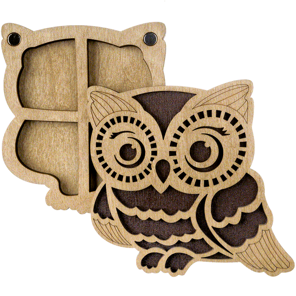 Wooden-Lid Bead Organizer &ndash; &ldquo;Owl&rdquo; FLZB-101