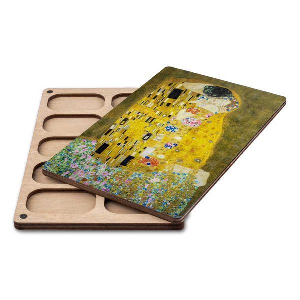 Bead Organizer With Wooden Lid &ndash; &ldquo;The Kiss, Rectangular&rdquo; FLZB-206