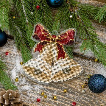 Bead Embroidery Kit (Plastic Base) &ndash; &ldquo;Christmas Ornament &ndash; Festive Bell&rdquo; FLPL-049