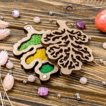 Wooden-Lid Bead Organizer &ndash; &ldquo;Autumn Leaves&rdquo; FLZB-102