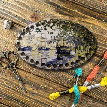 Floss Organizer &ndash; &ldquo;Seine in Rouen, Oval&rdquo; FLZ(P)-035